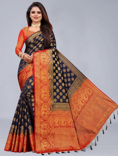 women zari work banarasi saree with blouse - 21250344 - Very Small Image - 1