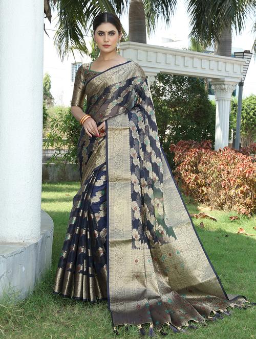 women zari work banarasi saree - 21250390 - Very Small Image - 1