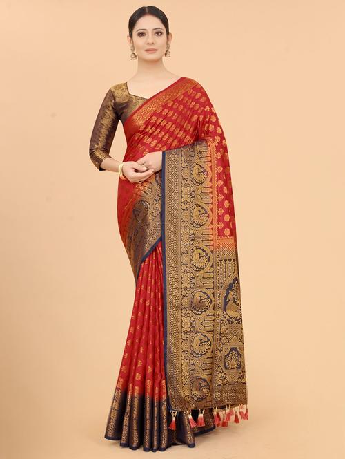 women zari work banarasi saree with blouse - 21250406 - Very Small Image - 1