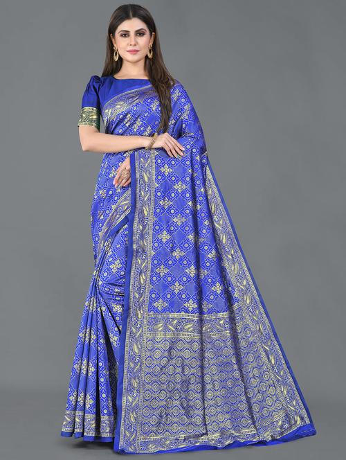 women zari work banarasi saree with blouse - 21250410 - Very Small Image - 1