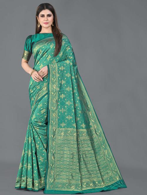 women zari work banarasi saree with blouse - 21250411 - Very Small Image - 1