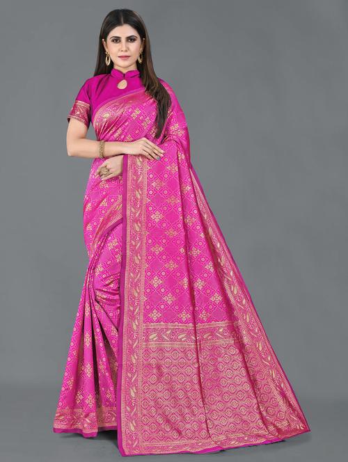 women zari work banarasi saree with blouse - 21250412 - Very Small Image - 1