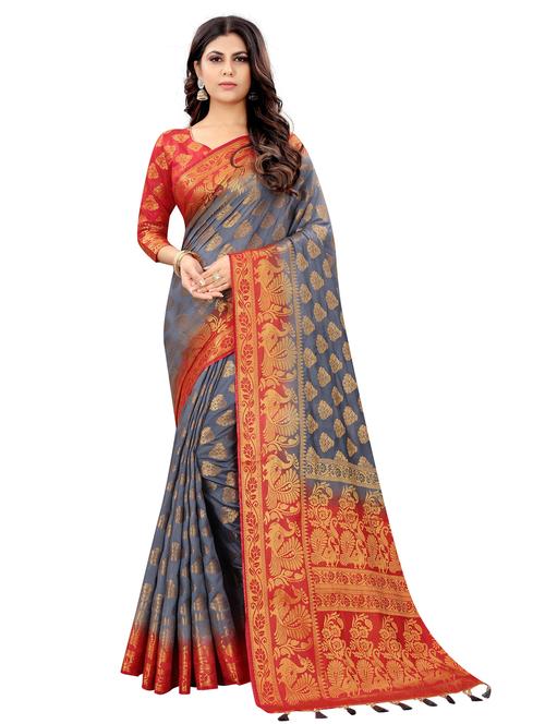 women zari work banarasi saree with blouse - 21250448 - Very Small Image - 1