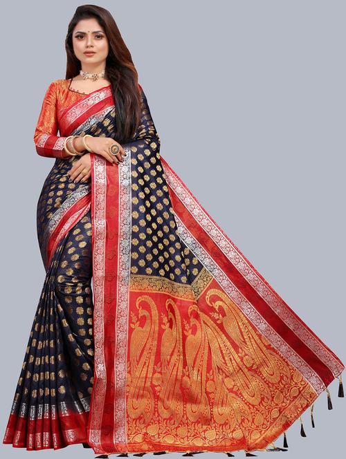 women zari work banarasi saree with blouse - 21250482 - Very Small Image - 1