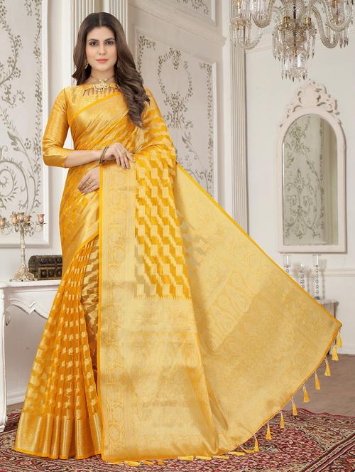 women zari work banarasi saree with blouse - 21250498 - Very Small Image - 1