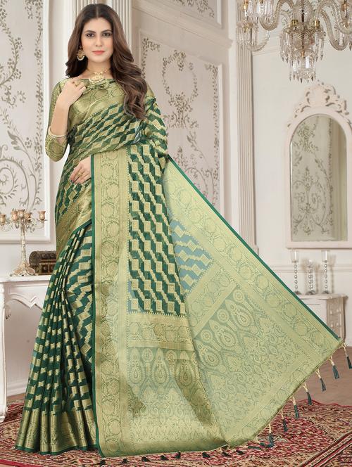women zari work banarasi saree with blouse - 21250506 - Very Small Image - 1