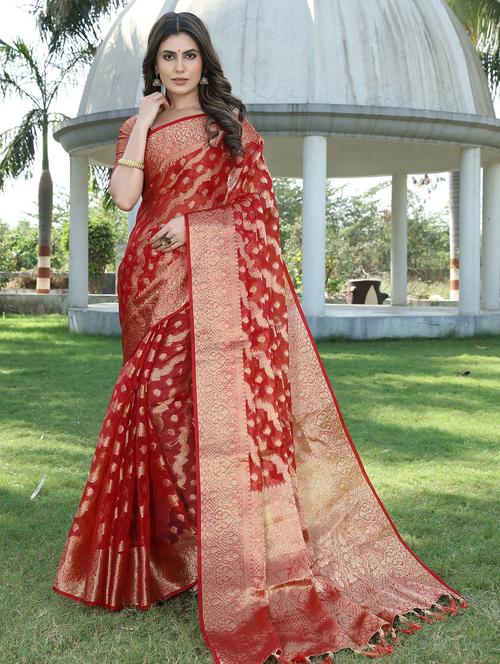 women zari work banarasi saree with blouse - 21250544 - Very Small Image - 1