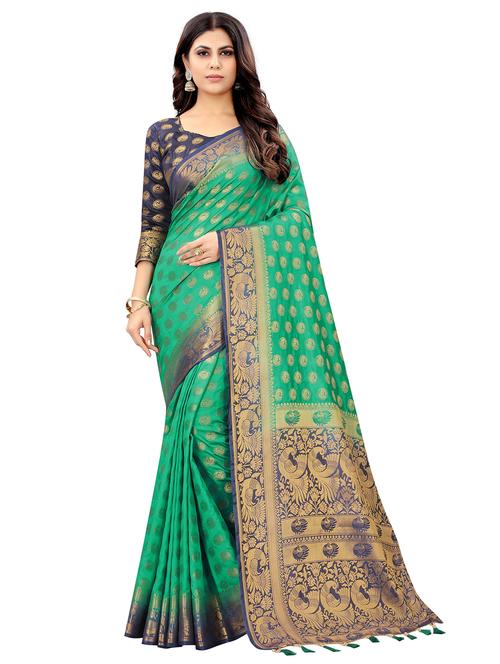 women zari work banarasi saree with blouse - 21250625 - Very Small Image - 1