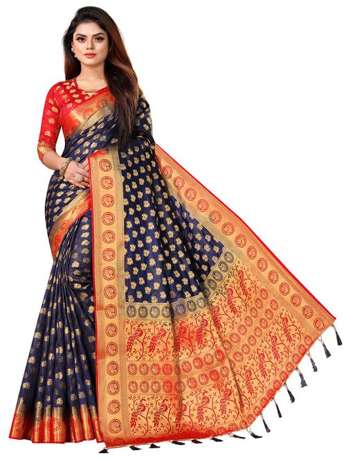 women zari work banarasi saree with blouse - 21250706 - Very Small Image - 1
