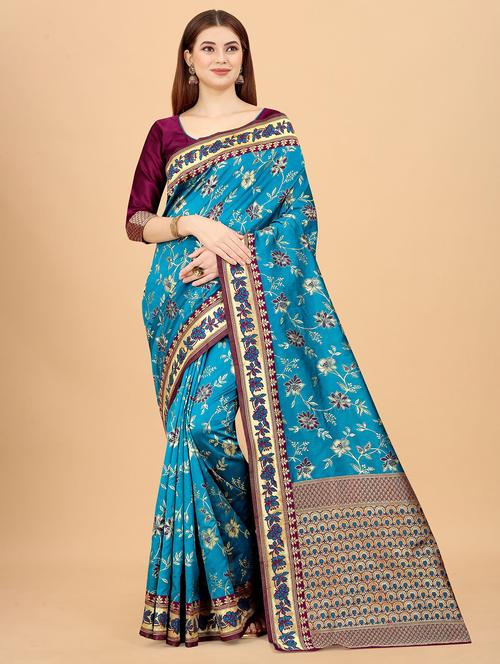 women self design banarasi saree with blouse - 21250753 - Very Small Image - 1