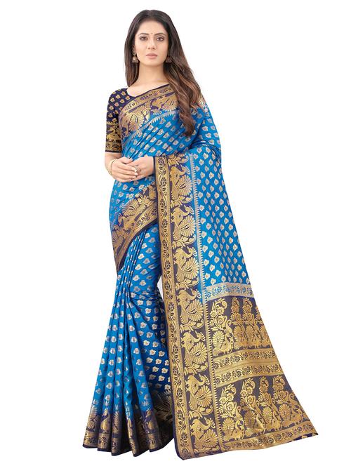women zari work banarasi saree with blouse - 21250793 - Very Small Image - 1