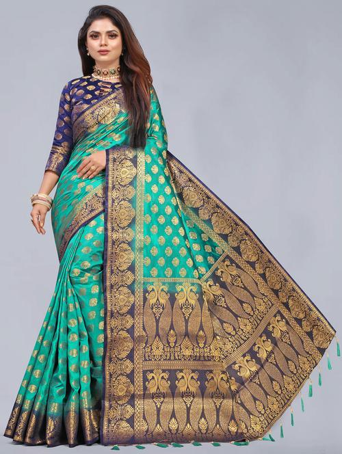 women zari work banarasi saree with blouse - 21250799 - Very Small Image - 1