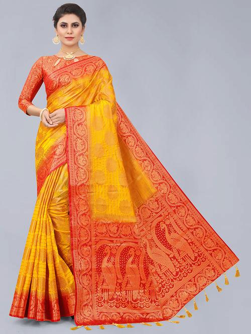 women self design banarasi saree with blouse - 21250817 - Very Small Image - 1