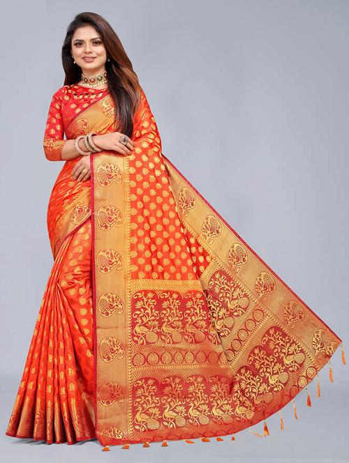 women zari work banarasi saree with blouse - 21250836 - Very Small Image - 1