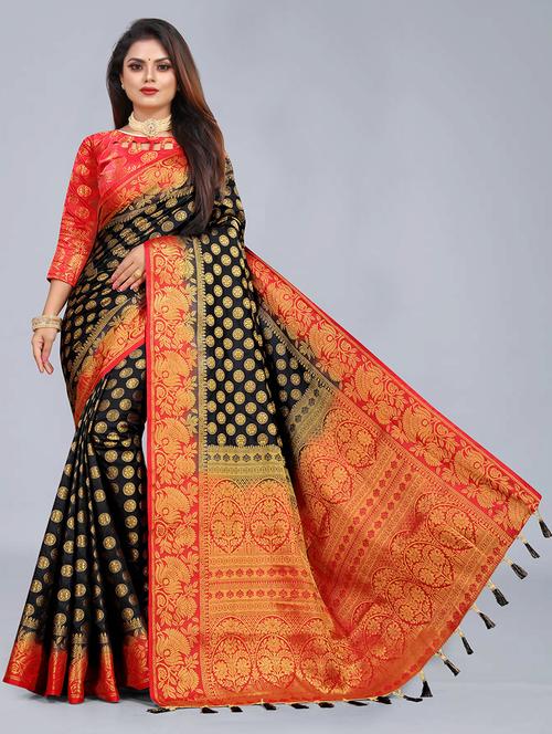 women zari work banarasi saree with blouse - 21250870 - Very Small Image - 1