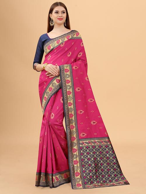 women zari work banarasi saree with blouse - 21250907 - Very Small Image - 1