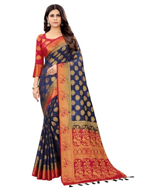 women zari work banarasi saree with blouse - 21250955 - Very Small Image - 1