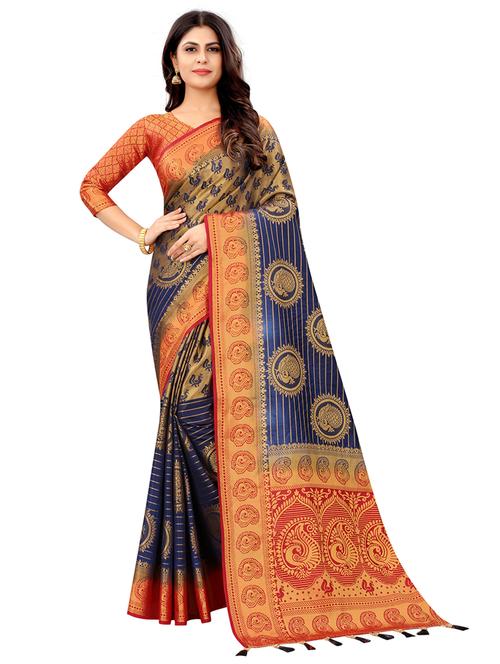 women zari work banarasi saree with blouse - 21251010 - Very Small Image - 1