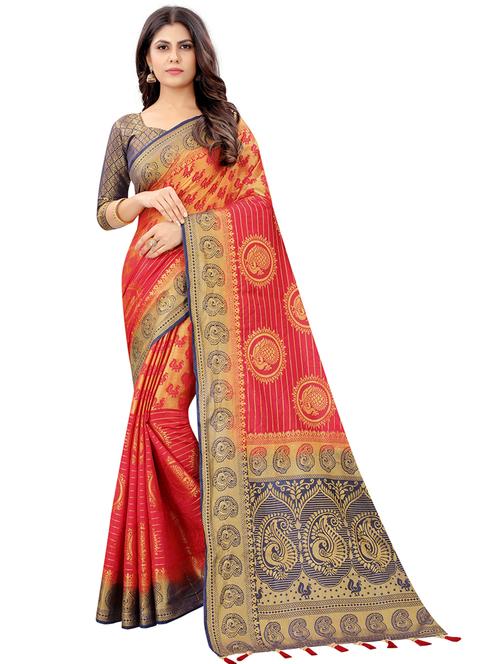 women zari work banarasi saree with blouse - 21251014 - Very Small Image - 1