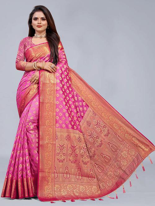 women zari work banarasi saree with blouse - 21251019 - Very Small Image - 1