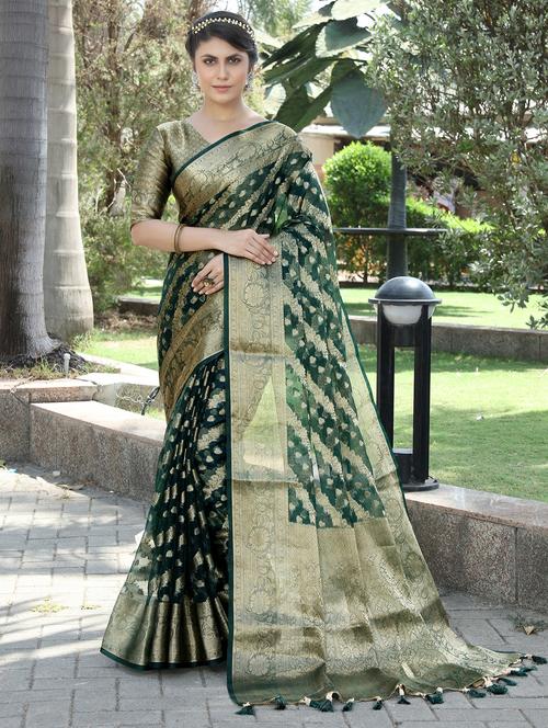 women self design banarasi saree with blouse - 21251086 - Very Small Image - 1