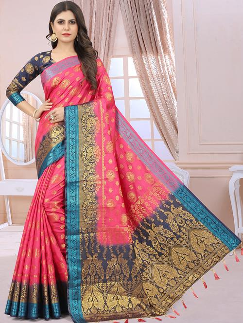 women self design banarasi saree with blouse - 21251095 - Very Small Image - 1