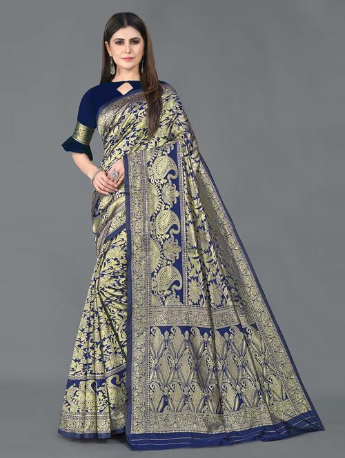 women self design banarasi saree with blouse - 21251132 - Very Small Image - 1