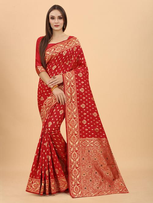 women zari work banarasi saree with blouse - 21251216 - Very Small Image - 1