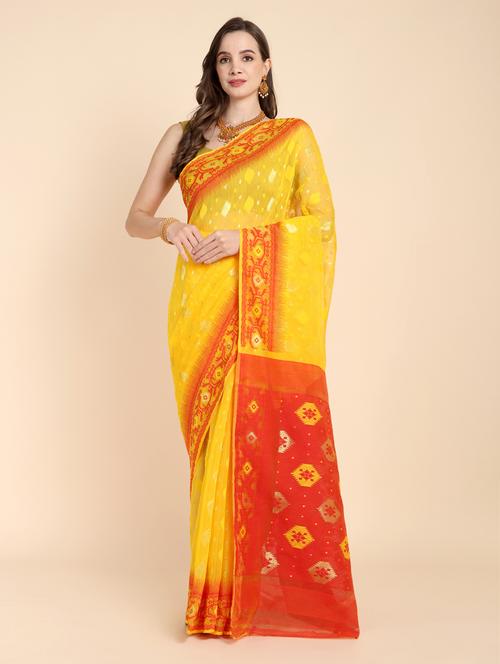 women self design jamdani saree - 21251368 - Very Small Image - 1