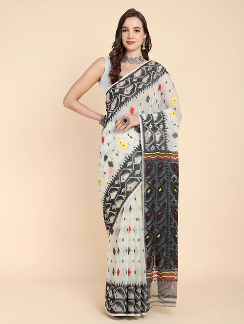 women self design jamdani saree - 21251441 - Very Small Image - 1