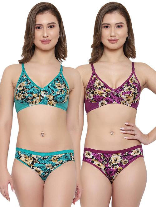 pack of 2 printed bra & panty set - 21251579 - Very Small Image - 1