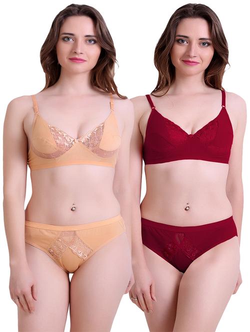 women self-designed set of 2 bra and panty set - 21251637 - Very Small Image - 1