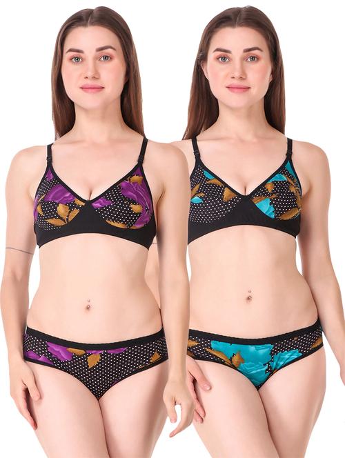 pack of 2 printed bra & panty set - 21251775 - Very Small Image - 1