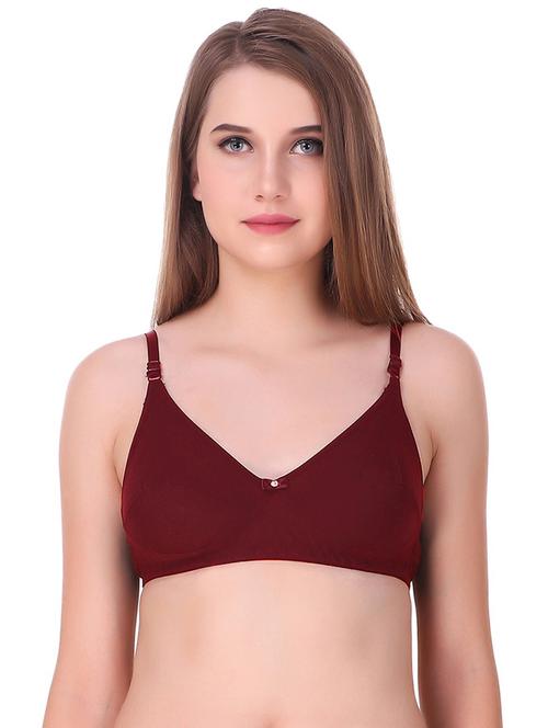 maroon cotton blend lette bra - 21252163 - Very Small Image - 1