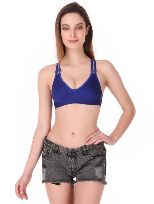 blue cotton blend sports bra - 21252182 - Very Small Image - 1