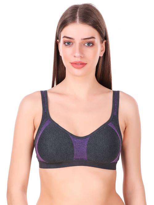 purple cotton blend sports bra - 21252205 - Very Small Image - 1