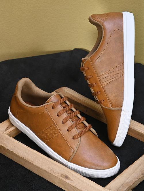 tan pu lace up sneakers - 21252517 - Very Small Image - 1