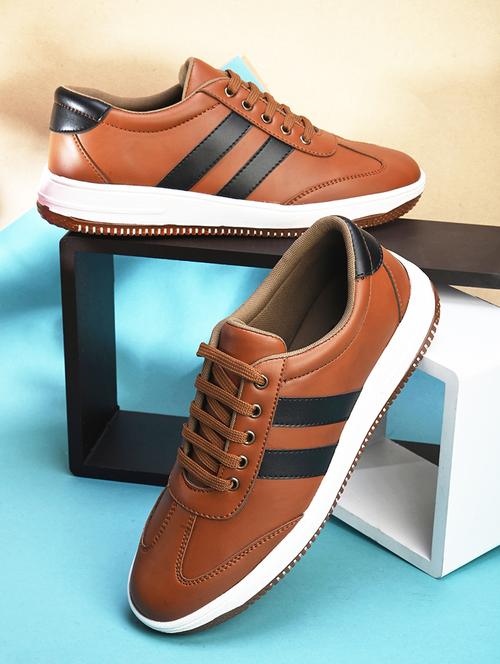 tan brown lace up sneakers - 21252528 - Very Small Image - 1