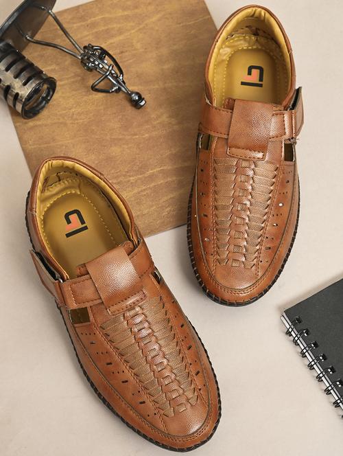 tan pu slip on sandals - 21252540 - Very Small Image - 1