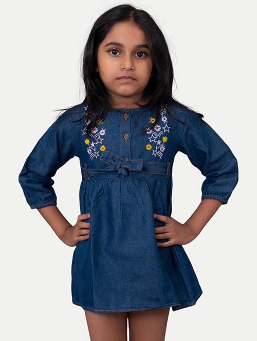 girls blue embroidered frock - 21252573 - Very Small Image - 1