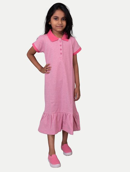 girls pink solid midi frock - 21252577 - Very Small Image - 1