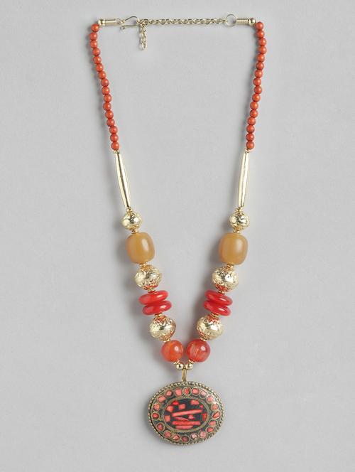 red metal long necklace - 21253064 - Very Small Image - 1
