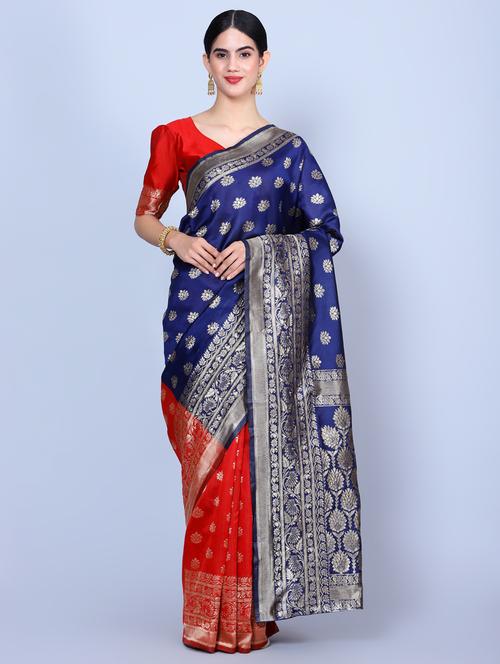 blue art silk banarasi saree - 21253130 - Very Small Image - 1