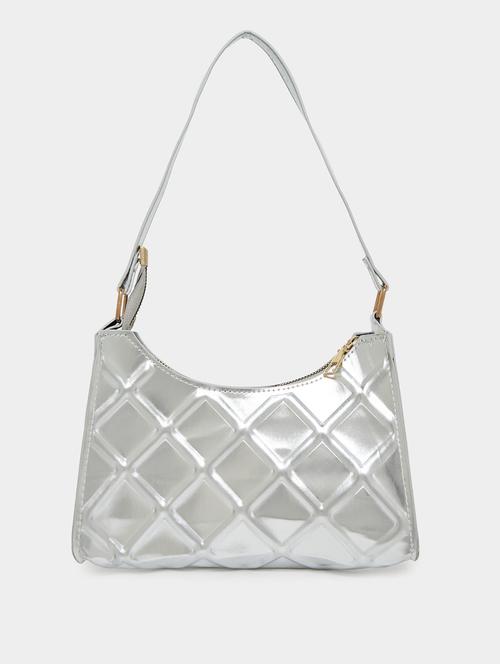 silver leatherette (pu) handbag - 21253391 - Very Small Image - 1