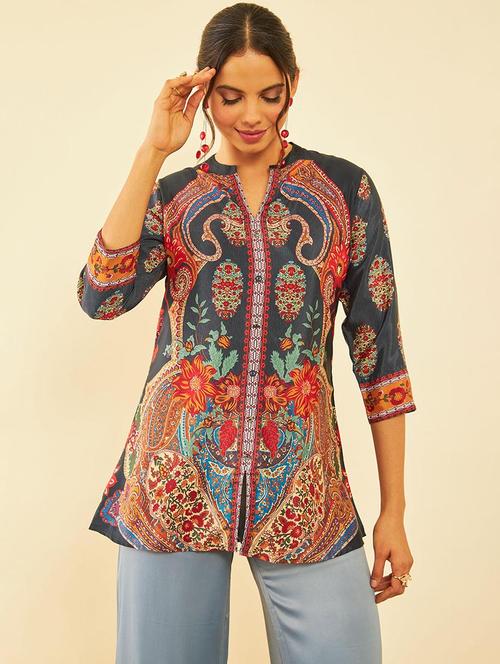 dark grey printed cotton tunic - 21253570 - Very Small Image - 1