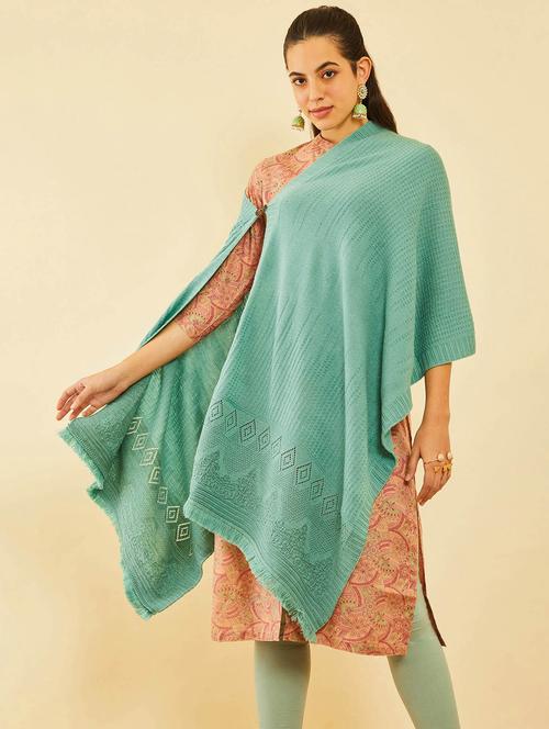 sea green acrylic shawl - 21253690 - Very Small Image - 1