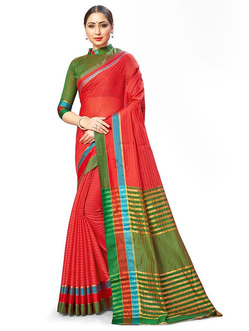 red kota doria saree - 21256870 - Very Small Image - 1