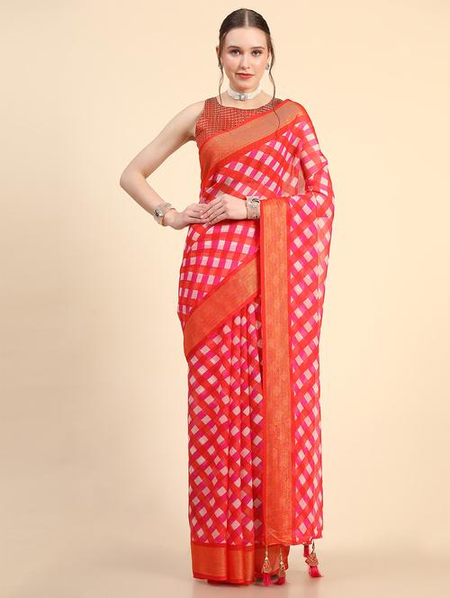 red ready to wear saree - 21257022 - Very Small Image - 1