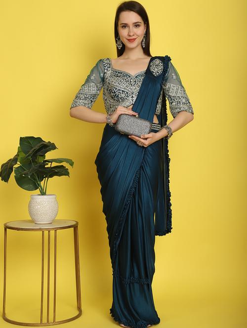 women ready to wear saree with blouse - 21259340 - Very Small Image - 1