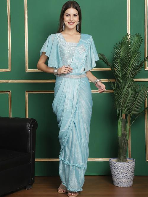 women ready to wear saree with blouse - 21259428 - Very Small Image - 1